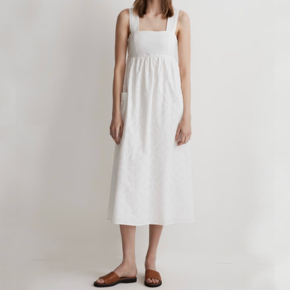 Madewell White Square-Neck Midi Dress